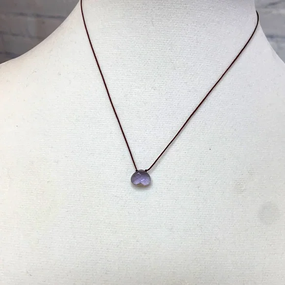 Delicate Amethyst Corded Necklace - Picture 3 of 5